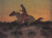 Frederic Remington Against htte Sunset (mk43) Germany oil painting artist